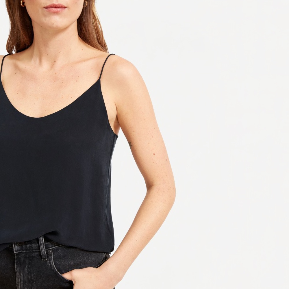Everlane Clean Silk Cami in Black